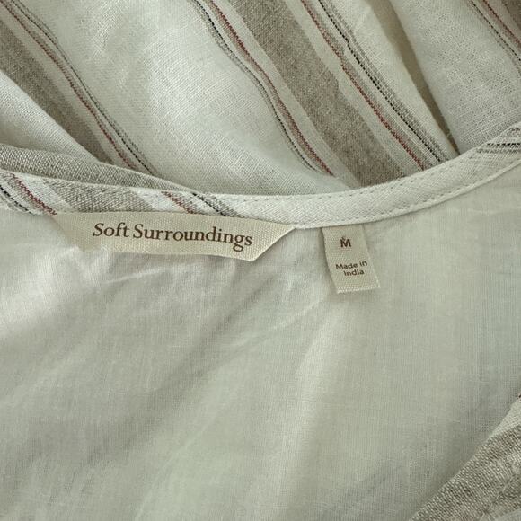 Soft Surroundings Equinox Striped Linen Dress in Neutral Size M - Picture 6 of 6